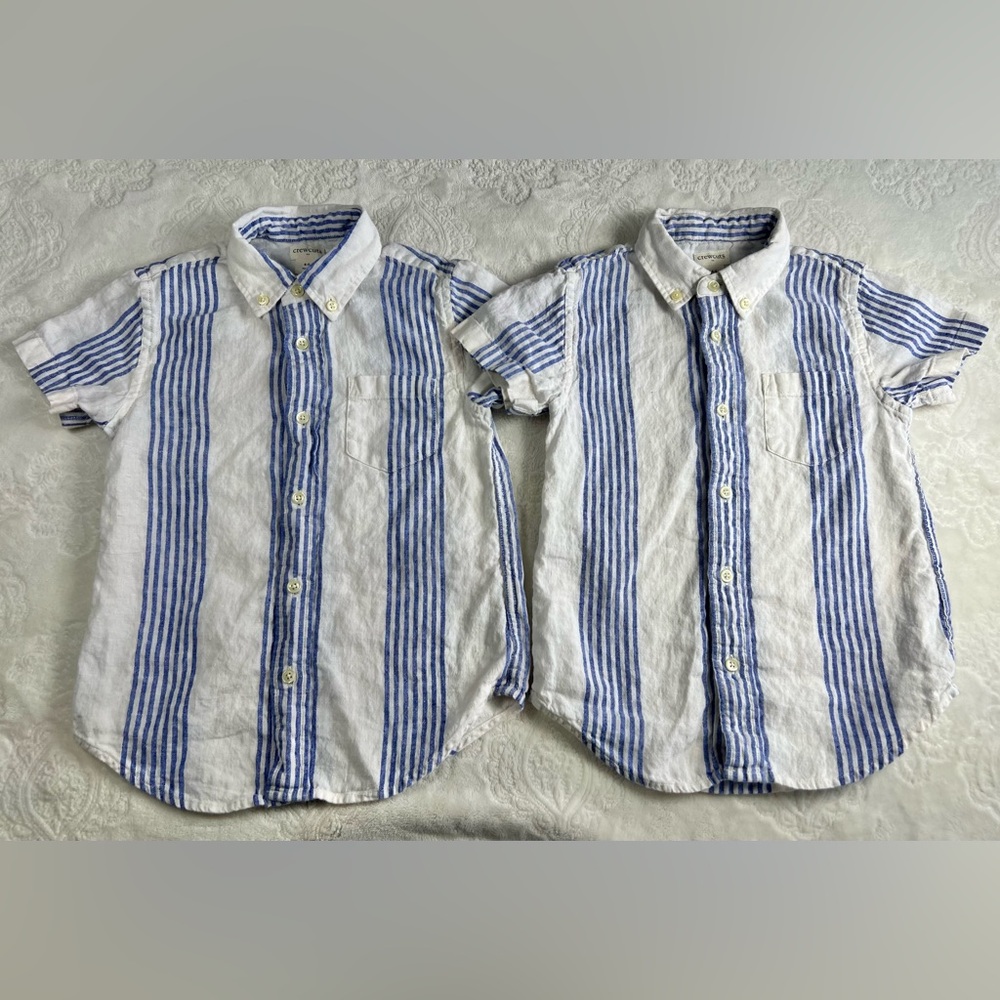 TWIN BUNDLE* J.Crew Crewcuts Toddler Boys Linen Cotton Short Sleeve Shirts (2)